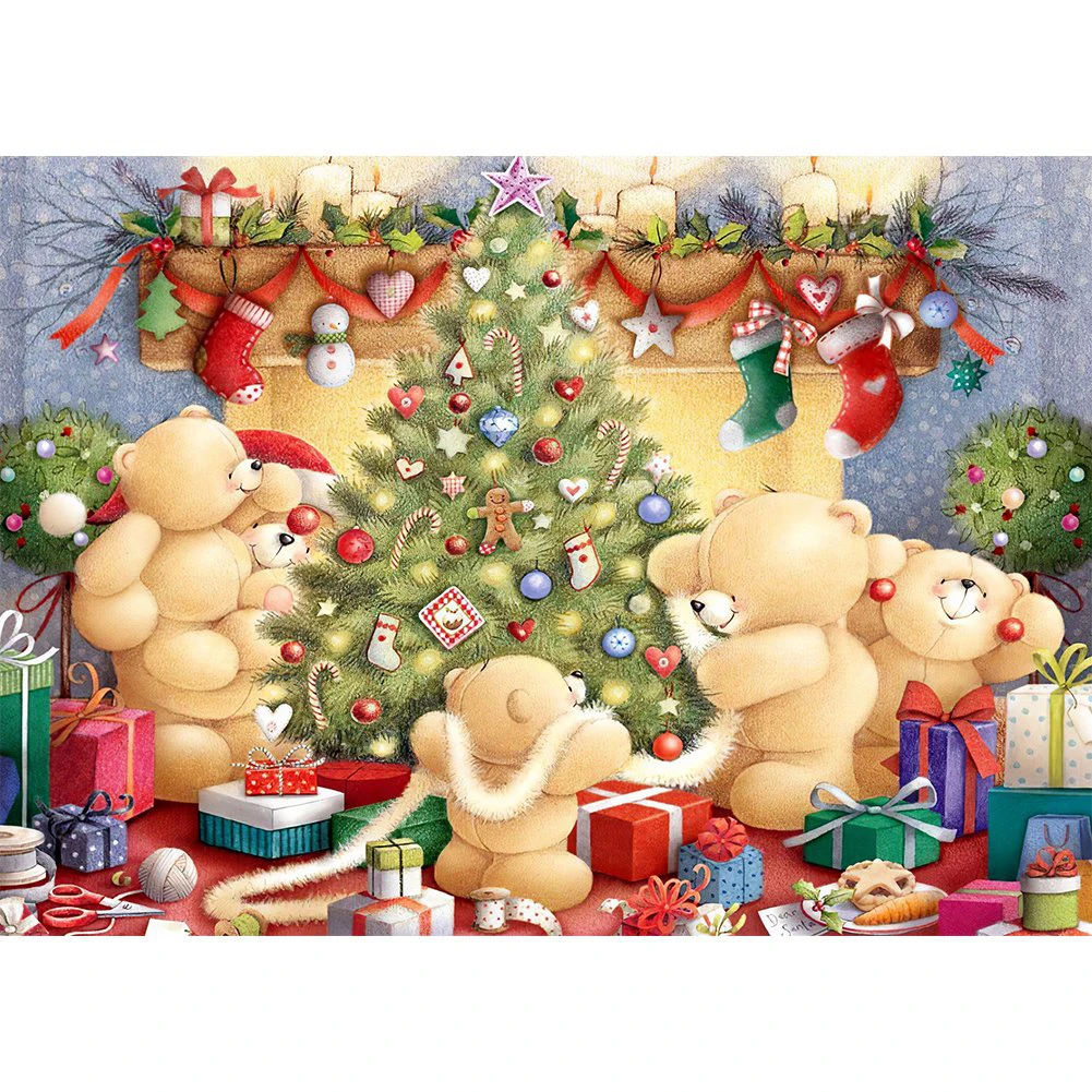 

5d DIY Cartoon Christmas Bears Doll Diamond Painting Full Drill Embroidery Cross Stitch Mosaic Craft Kit home Decor Gift