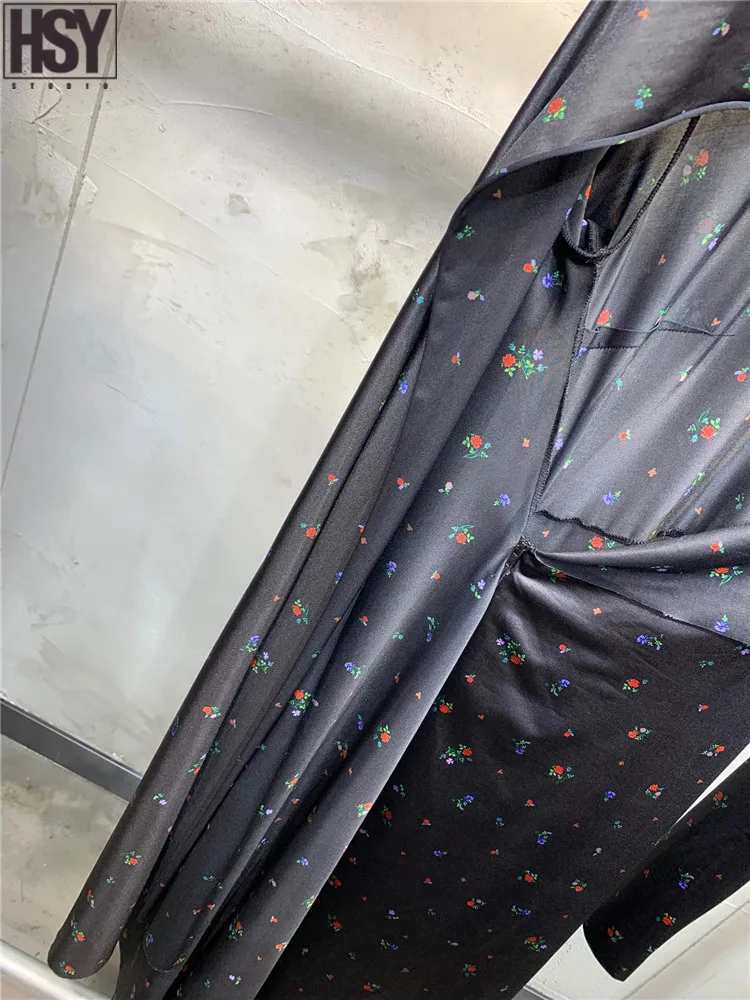 【HSY】2019 осень зима новые женские длинные рукава воротник с необычным цветочным