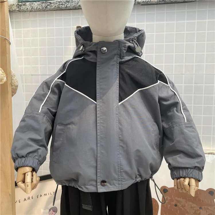 

Korean Autumn Children's New Boys' Hooded Jacket 2021 Children's Stitching Double Loose Windbreaker Jacket Toddler Outwear Coats