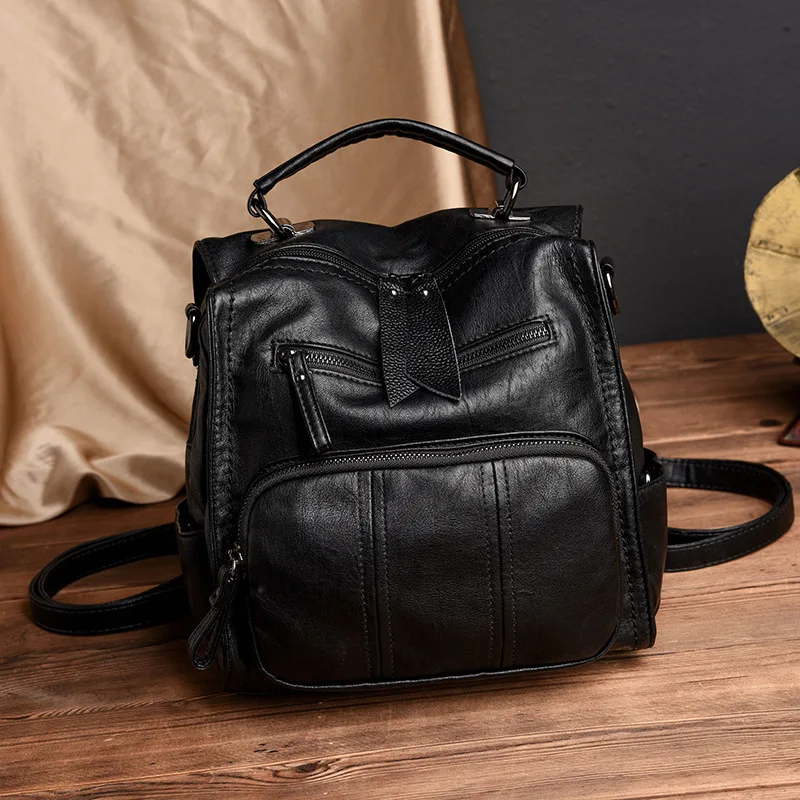 

2020 new large capacity female bag multifunctional small bag backpack new soft face PU leather school bag backpack
