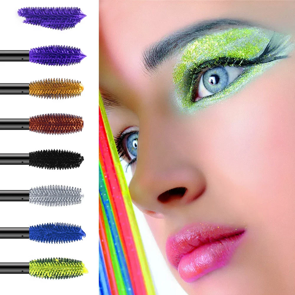 

Color Mascara Lengthen Thick Sapphire Blue Purple Gold Bronze Fluorescent Green Mascara No Bloom Lash Eyelash Eye Face Makeups