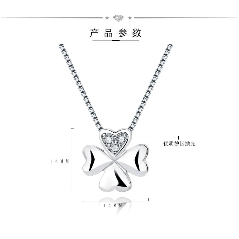 

Korea Simple Clover Pendant Necklaces Silver Color Chain Plant Cubic Zirconia Choker Charm Neck Jewelry for Women Summer 2021