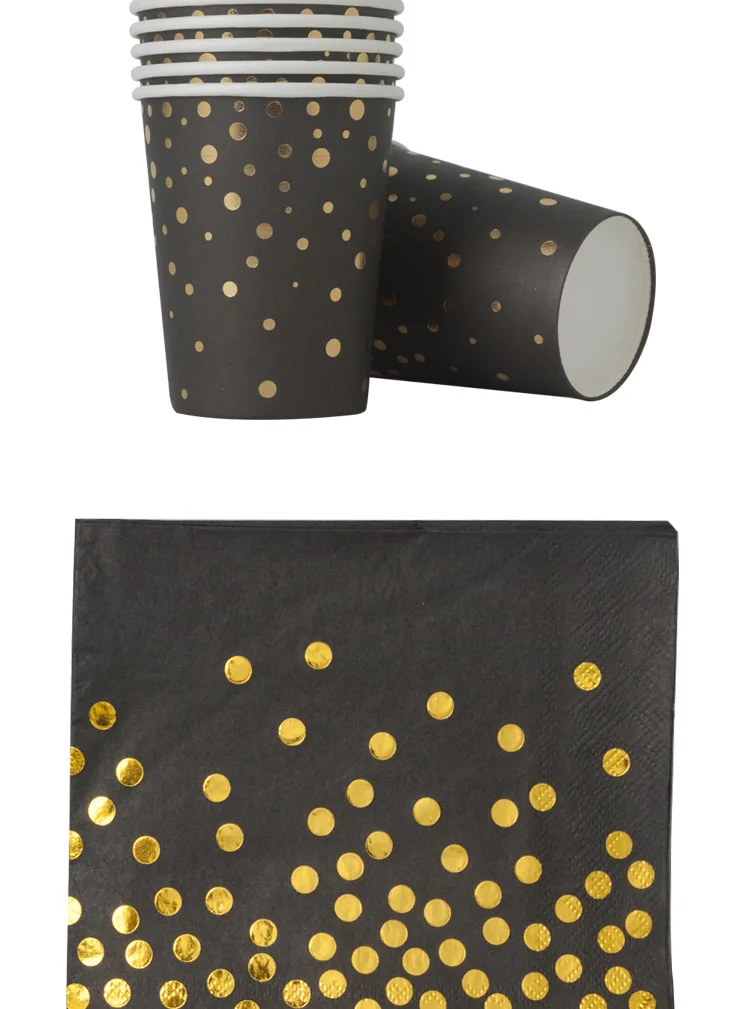 Черное золото бронзовая специальная одноразовая бумажная посуда для вечерние