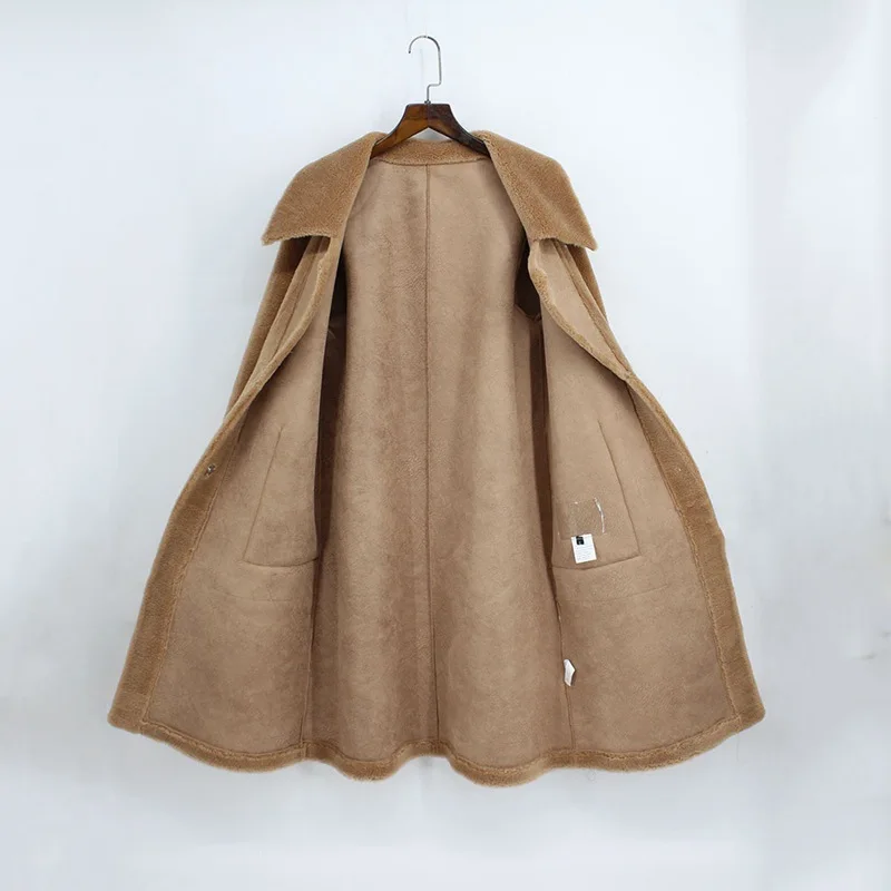 Женское длинное шерстяное пальто DUOUPA Трендовое с большими лацканами украшенное