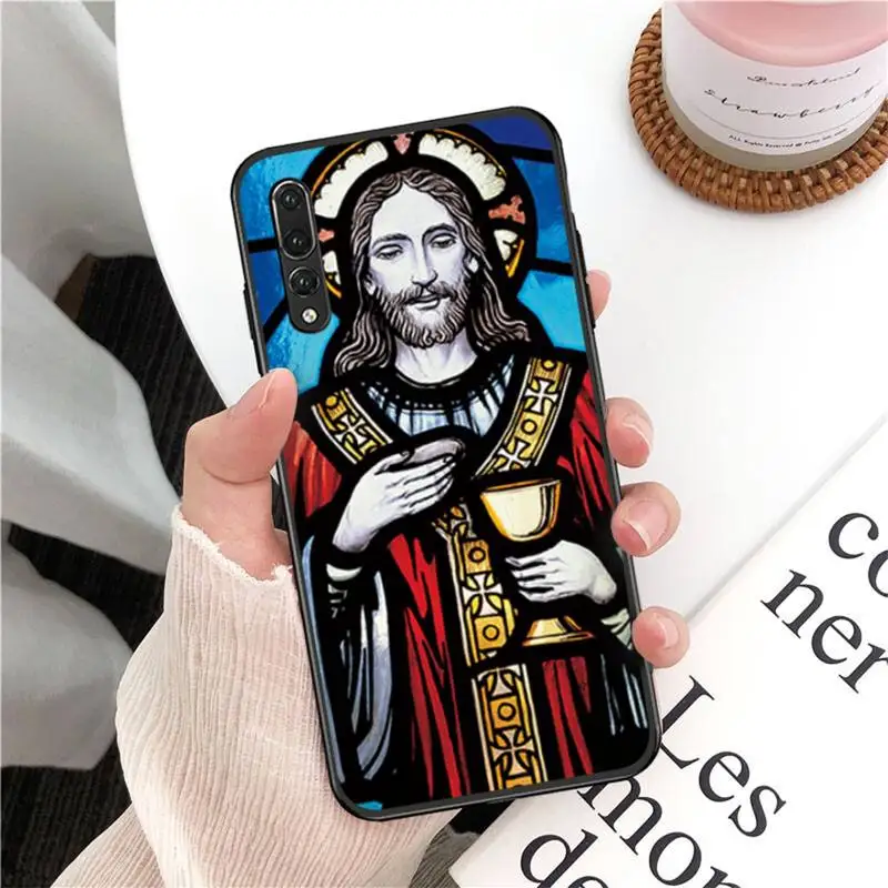 

Angel Church Jesus Stained Glass Window Phone Case for Huawei P30 40 20 10 8 9 lite pro plus Psmart2019