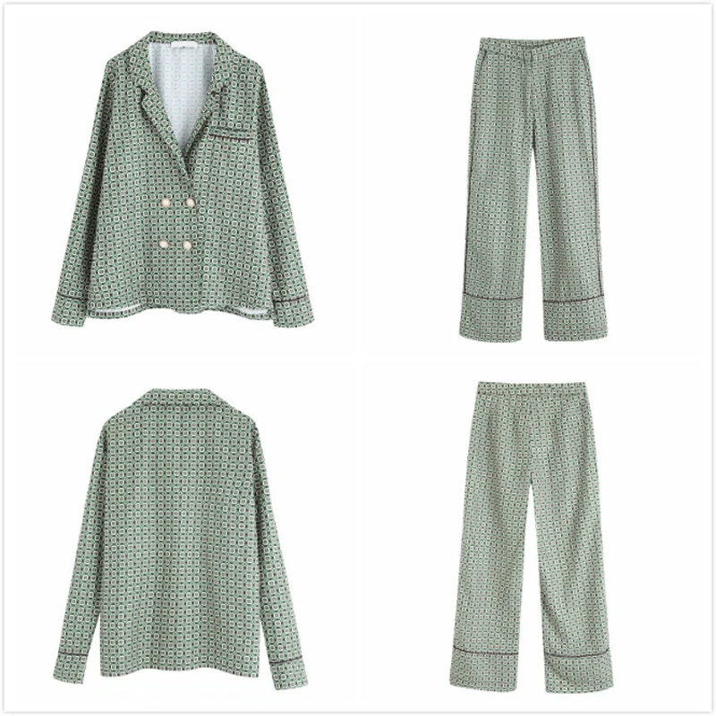 Женский костюм из двух предметов рубашка с длинным рукавом и брюки жемчужным