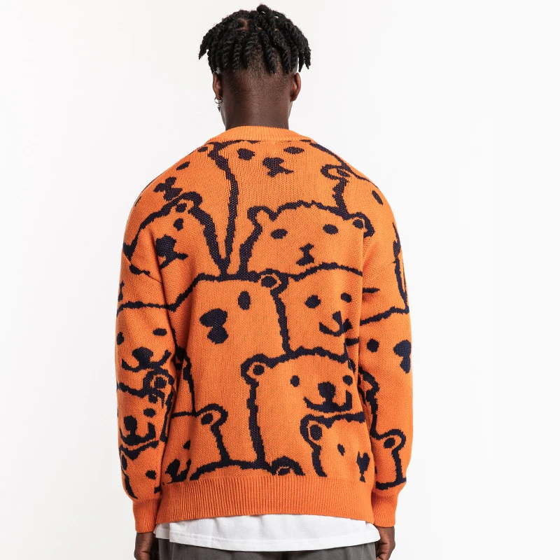 Мужской пуловер с круглым вырезом Повседневный свитер из спандекса рисунком