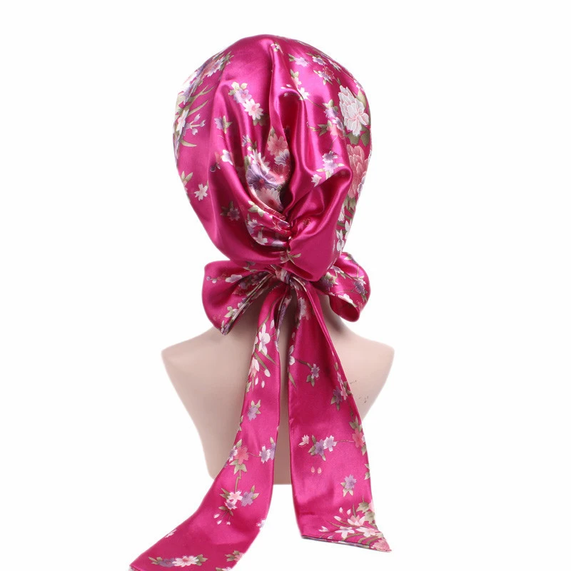 2020 Fashion print Bow Inner Hjiabs soft satin flowers muslim turban for women headdress head scarf ready to wear hijab bonnet |