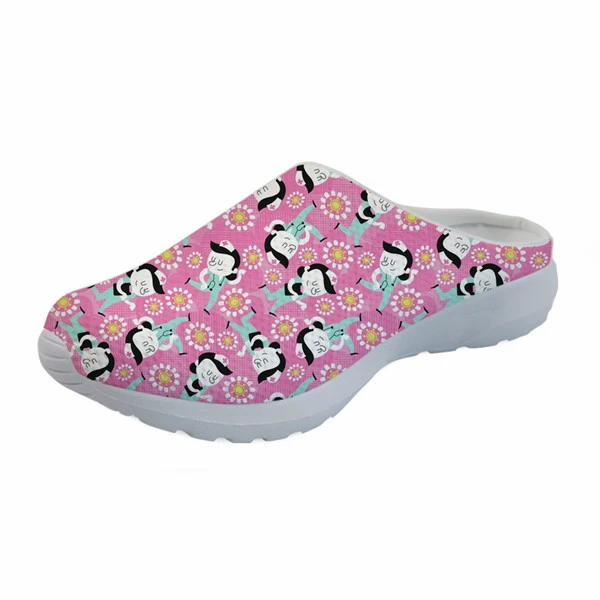 H8623CA ELVISWORDS Cartoon Nurse Print Slippers women Cute Medical Doctor Air Mesh Sandals Summer Casual Beach Flat shoes Zapatos Mujer - Цвет: H8623CA
