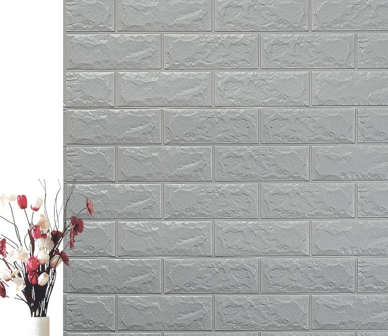Gray 70*77 см DIY самоклеющиеся 3D кирпичные настенные наклейки Декор для гостиной пенопластовое водонепроницаемое покрытие для стен для детей Rm tv Background-W001 - Цвет: Gray