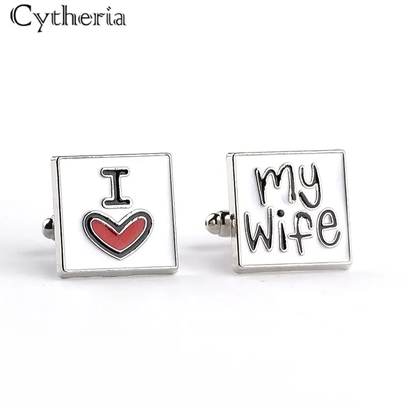 Новые модные свадебные запонки для мужчин I Love My Wife мужские рубашки на пуговицах