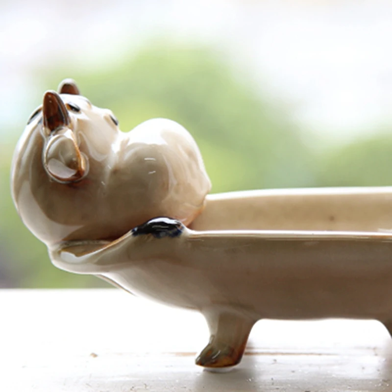 Creative Pastoral Animal High-temperature Ceramic Soap Box with Drain Port Three-dimensional Key Tray Storage Basin Decoration | Дом и сад