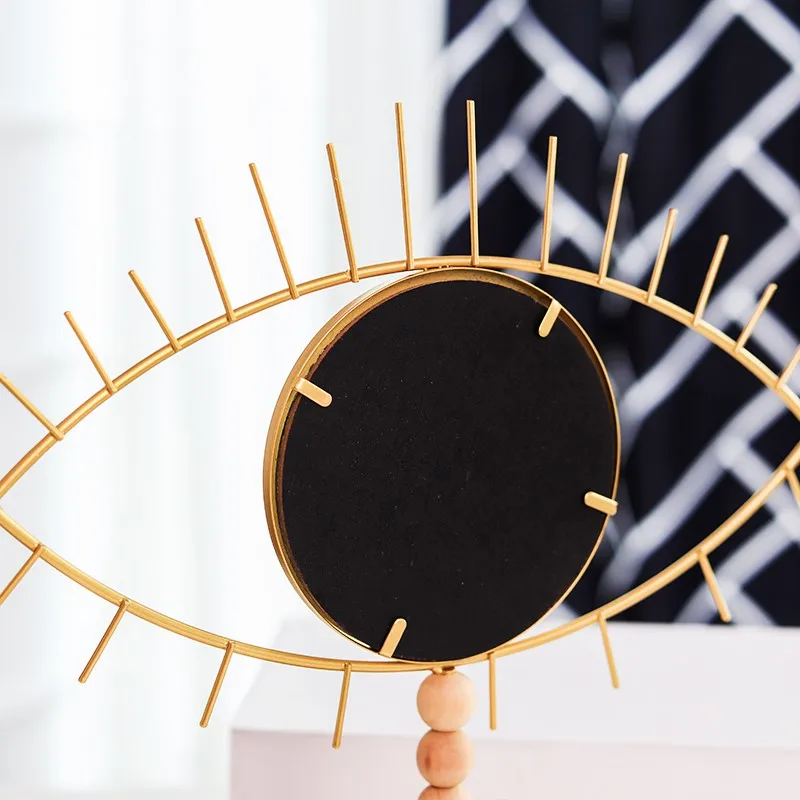 

Table Decorative Vanity Mirrors Nordic Fashion Iron Geometric Makeup Mirror Creative Desktop Practical Golden Decoration Crafts