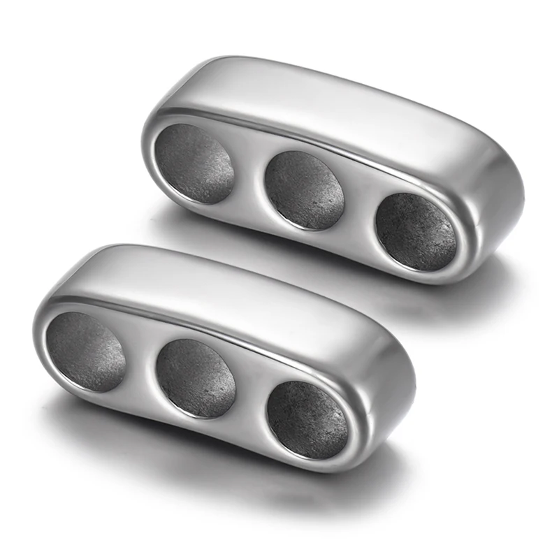 

2pcs Stainless Steel Three Hole Positioning Beads Fit 5mm Leather Bracelet Slide Charm Jewelry Making DIY Accessories Silder