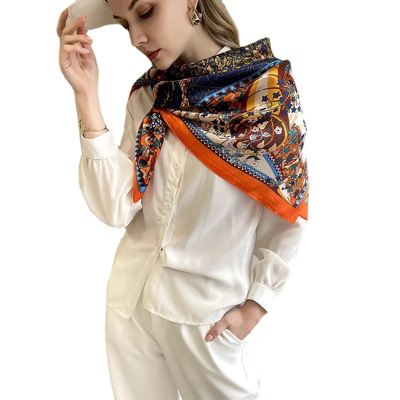 

2021 new silk scarf simulation silk European and American generous scarf scarf female scarf scarf
