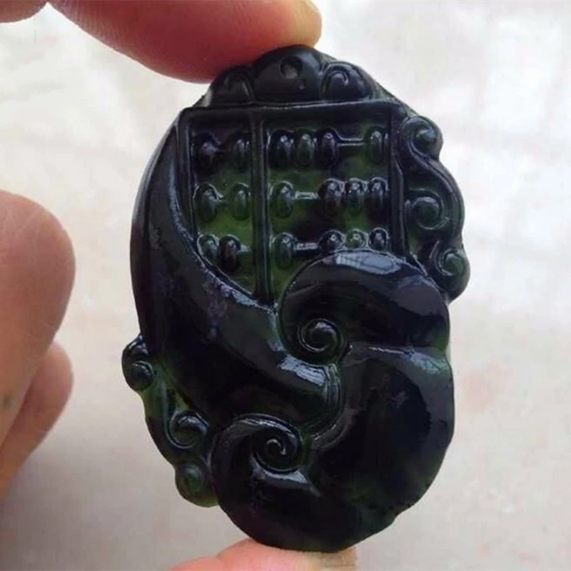 

Natural Chinese Black Ink Jade Hand Carved Abacus Pendant Fashion Boutique Jewelry Men and Women Necklace Popular Gift
