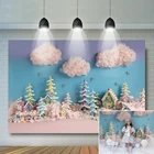 Студийный фон для фотосъемки детей с изображением домика конфет для первого дня рождения