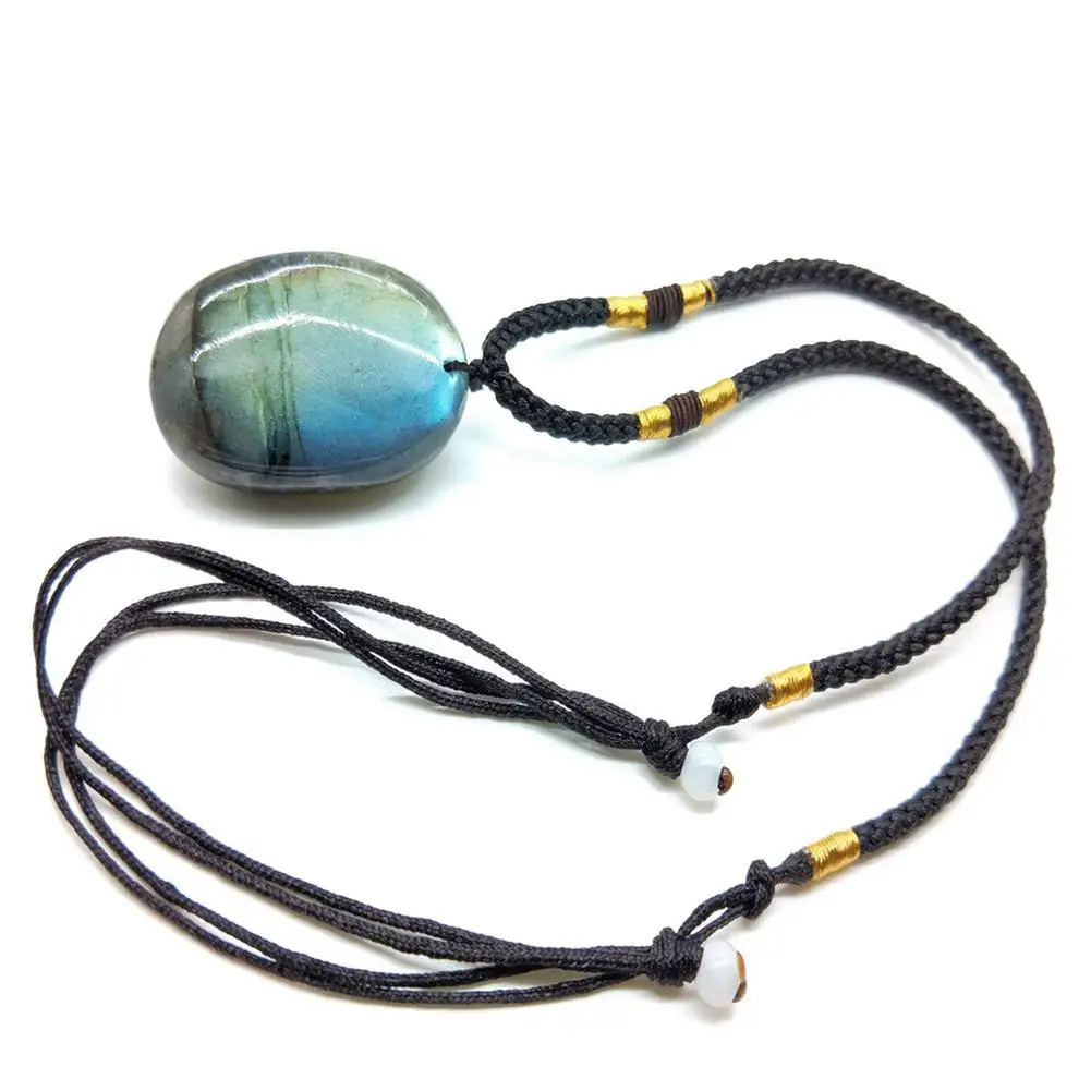 

Natural Irregular Crystal Stone Labradorite Pendant Moonstone Sunstone Pendant Divination Spiritual Meditation Jewelry Necklace