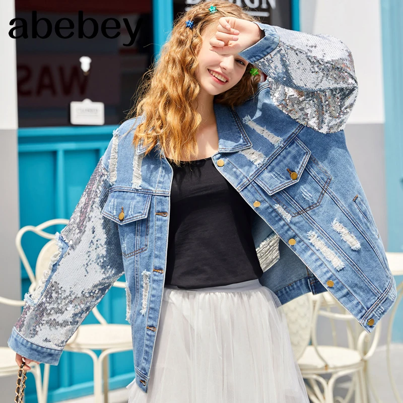 Новинка Весна 2020 джинсовая куртка для тяжелой промышленности с блестками