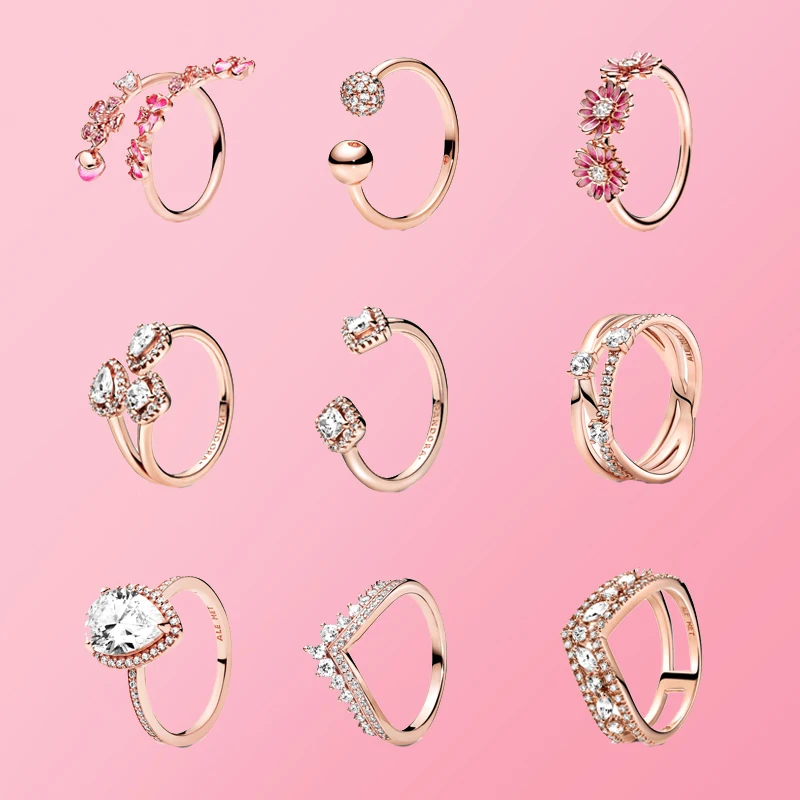 

HOT 925 Sterling Silver Plum Blossom Daisy Angel Opening Charms 2021NEW Pandora Rings For Women Engagement Jewelry Anniversary