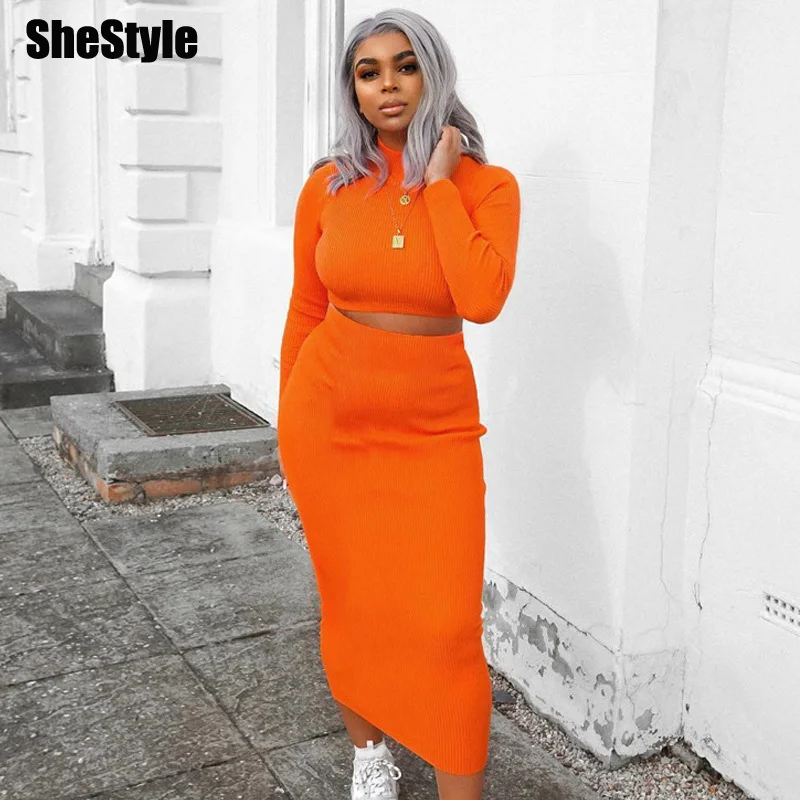 Shstyle/комплект из 2 предметов женские топы с длинными рукавами укороченные высокой
