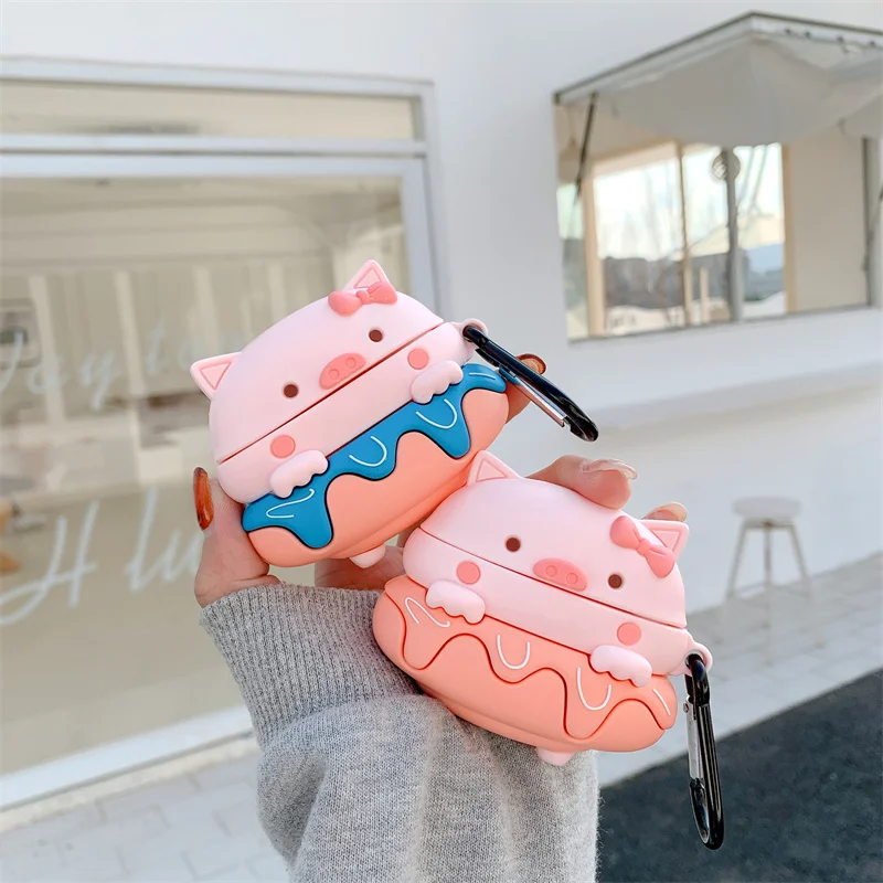 

3D Cartoon Earbuds Cover for Apple Airpods 1 2 Pro Case Pig Bubble Skirt Earphone Headphone Protective Charging Case for Airpods