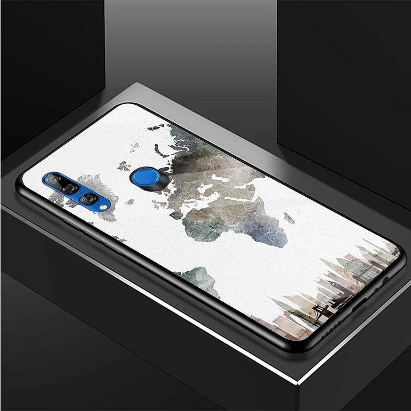 Ravelling карта мира путешествия чехол для телефона из закаленного стекла Huawei honor 8X 9