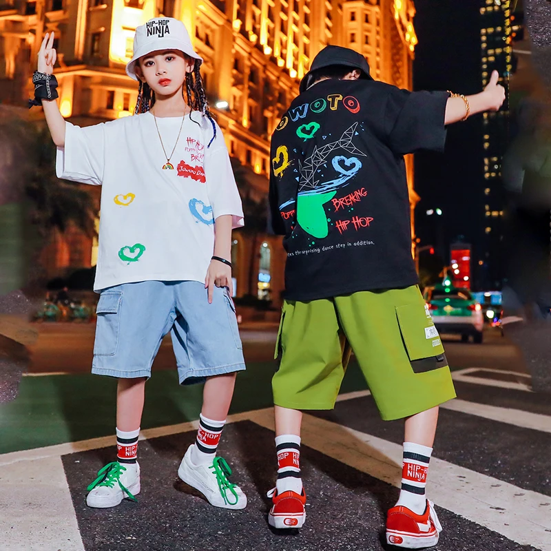 Уличные танцевальные костюмы в стиле хип-хоп для мальчиков Детская свободная