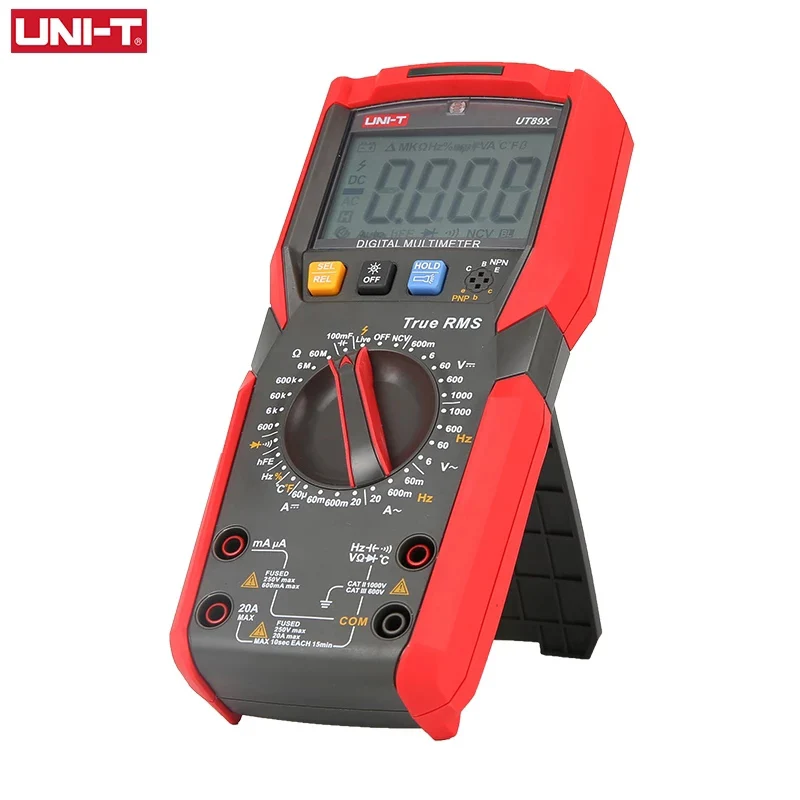 UNI-TUT89XE multímetro digital profesional valores eficaces verdaderos NCV20A actual de tensión AC y DC de probador de resistencia de capacitancia UT89XUT89XD