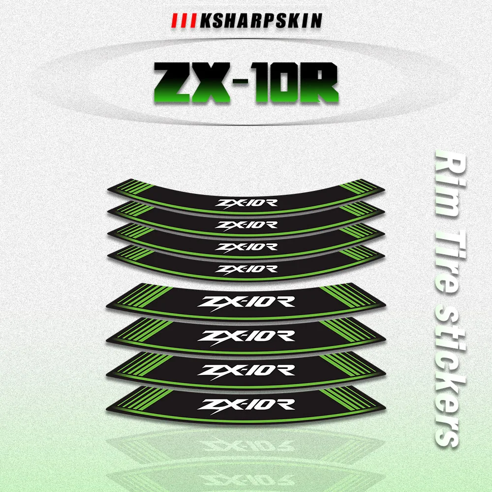 

8Pcs Strips Motorcycle inner Wheel Tire Stickers Rim Tape Motorbike Decorative stickers and Decals For KASAWAKI ZX-10R ZX10R