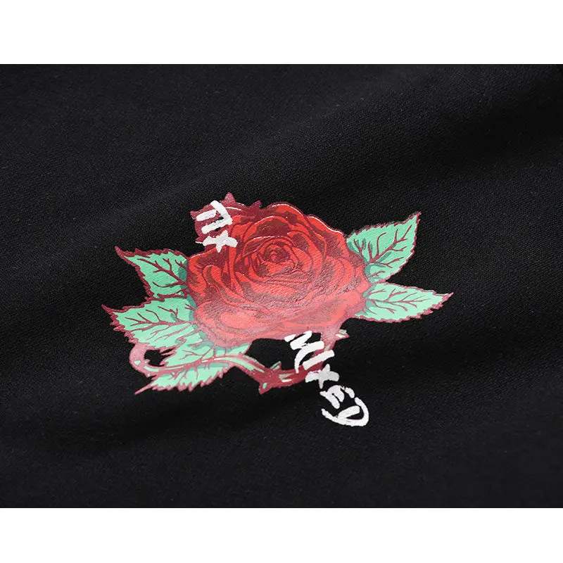 Мужская толстовка с капюшоном в стиле хип хоп цветочным принтом Harajuku пуловер