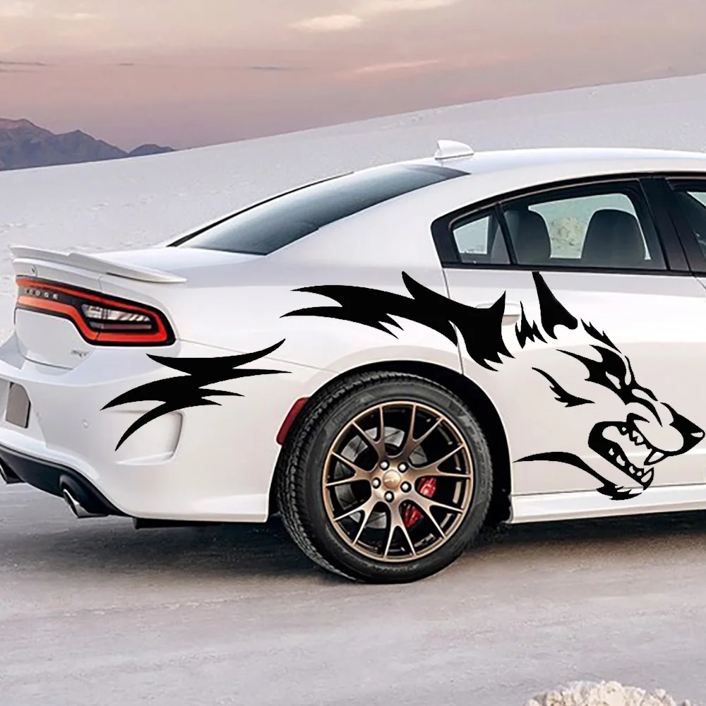 

Large Size Coyote Wolf Grunge Design Vinyl Decals Door Side Pickup Vehicle Truck Car Sticker Set Of Two Black/White/Red Z-0003