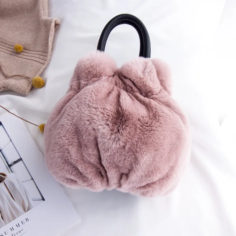 Новинка 2020 Женская японская и южнокорейская сетчатая красная меховая сумка 100%