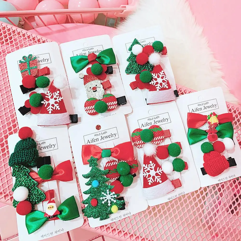 Милый Рождественский Набор заколки для волос конфеты Санта-Клаус заколка