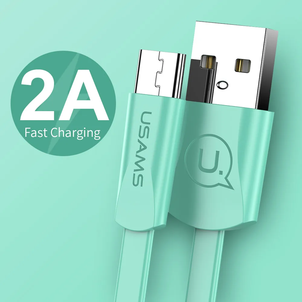 USAMS цветной 1 2 м 2A плоский USB кабель для передачи данных Тип C мобильный телефон Huawei - Фото №1