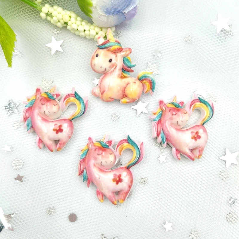 10 шт. кавайный Единорог из смолы для украшения телефона бант волос украшение