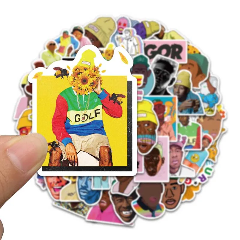 Pegatinas Pop-Singer Tyler The Creator para maleta, guitarra, port&aacute;til, motocicleta, coche, Ordenador de monopat&iacute;n, 50 Uds.-3