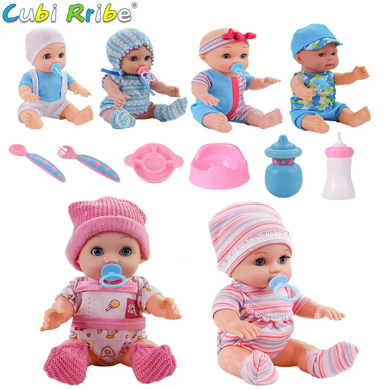 

25cm Girls Reborn Baby Doll Set 10 inch silicone Baby dolls with Accessories Clothes Socks Plastic Doll babies dolls for Girls