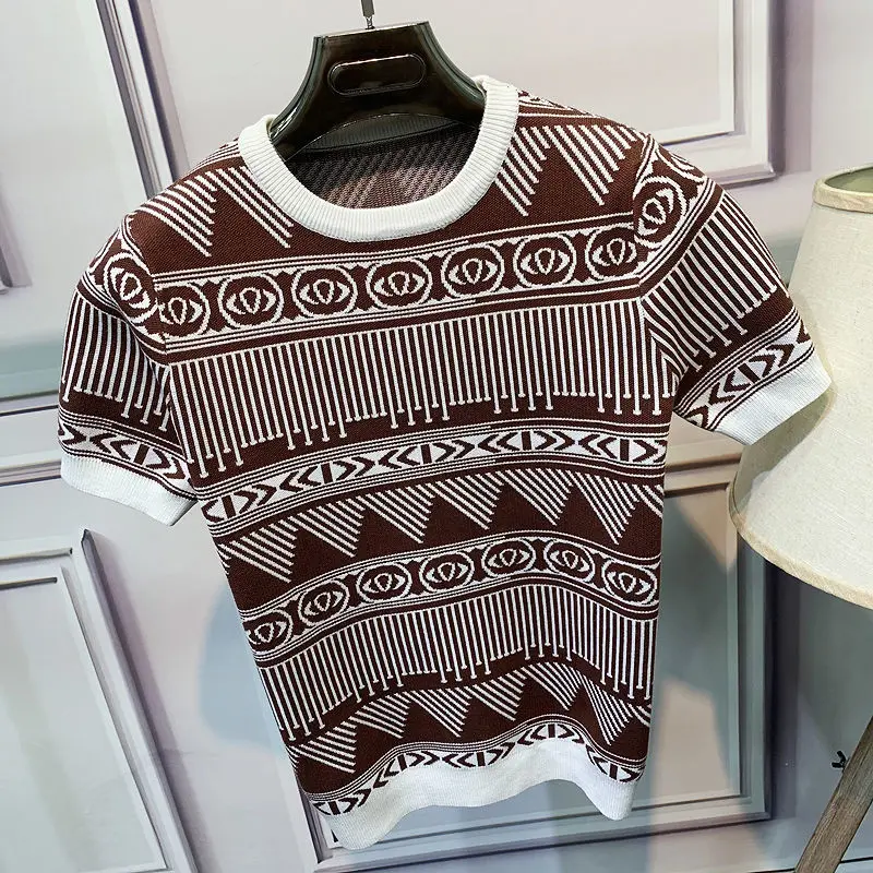 Осень-Зима Новая трикотажная одежда Мужской Жаккардовый свитер с коротким