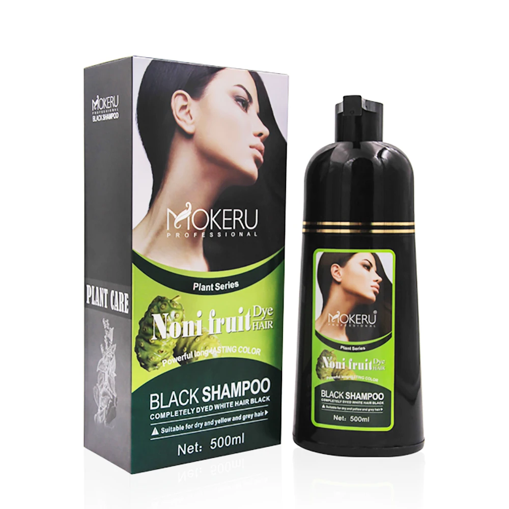 

Mokeru 500ml Natural 5 Minutes Fast Darkening Shampoo Noni Plant Essence Black Hair Dye Shampoo For Covering Gray White Hair