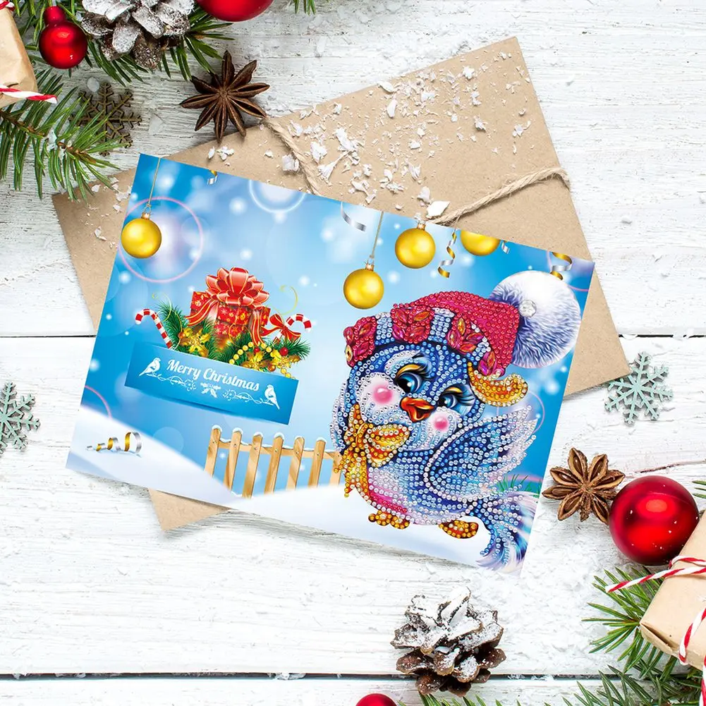 

8 Cards Diamond Greeting Card 5D DIY Postcards Special Shaped Diamond Painting Christmas Decorations For Home Decor