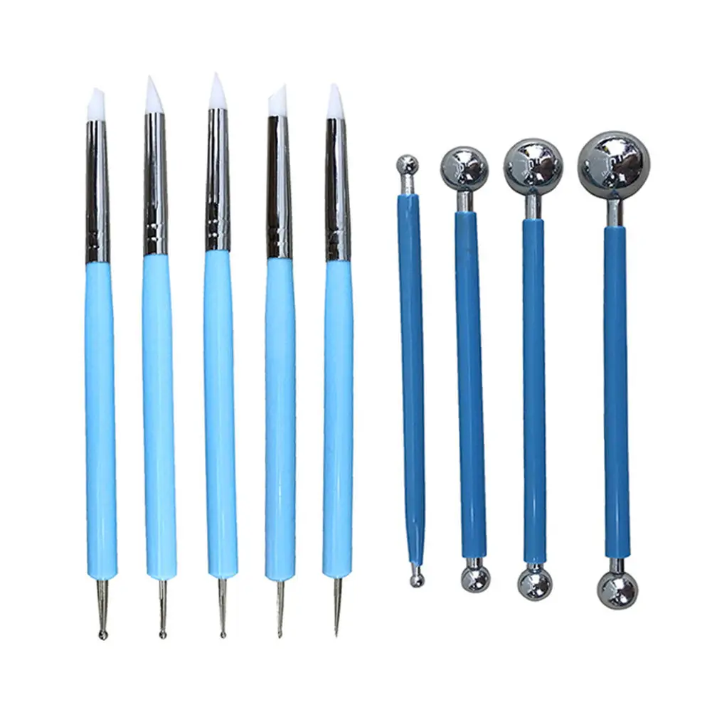 

9pcs Ball Stylus Dotting Tools Set for Embossing Pattern Clay Pottery Ceramics Flower Carving Sculpting Modeling FEA889