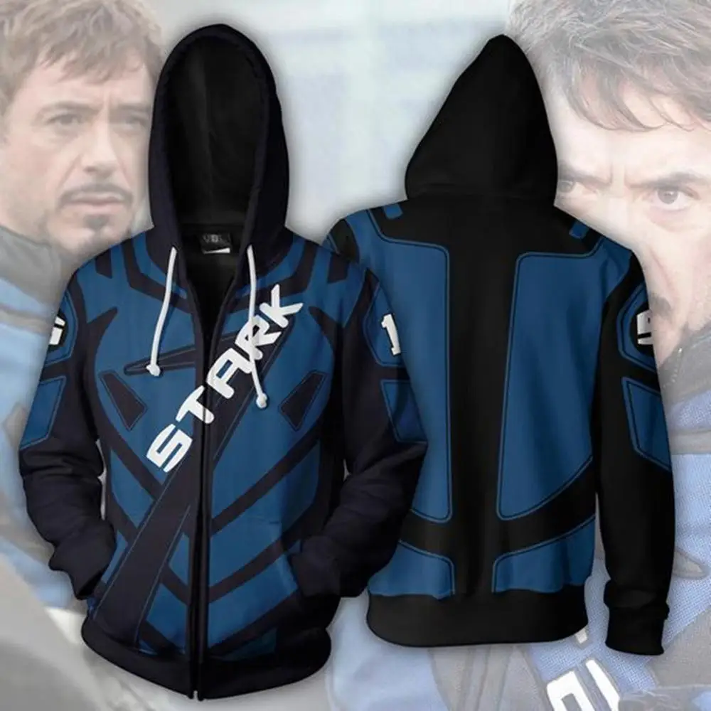 Фильм Super hero Железный человек Тони Толстовка Stark карнавальный костюм 3D Куртка с