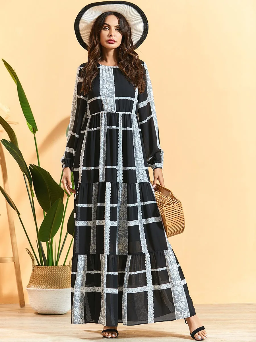 Женское кружевное платье с завышенной талией женское облегающее длинным рукавом