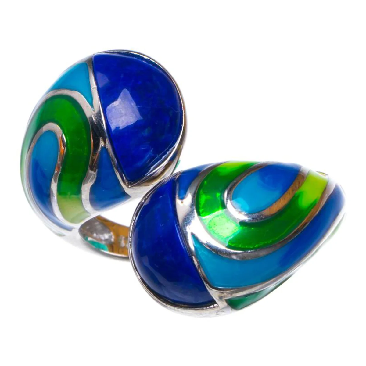 

Натуральный Лазурит клуазоне бусина-открытие серебра ручной работы 925 пробы Серебряное кольцо 9,5 D1264