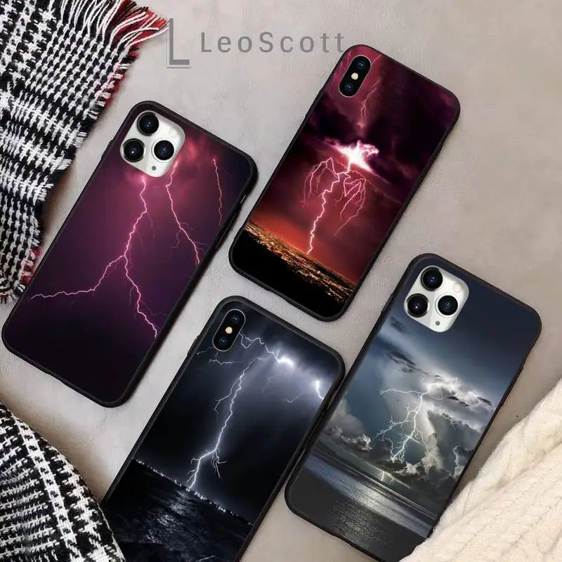 

Lightning thunder dark style Phone Case for iPhone 11 12 pro XS MAX 8 7 6 6S Plus X 5S SE 2020 XR Soft silicone cover