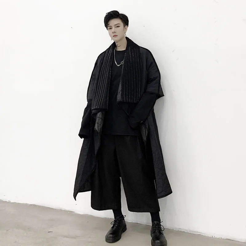 Мужская уличная куртка с хлопковой подкладкой в готическом стиле плащ пальто