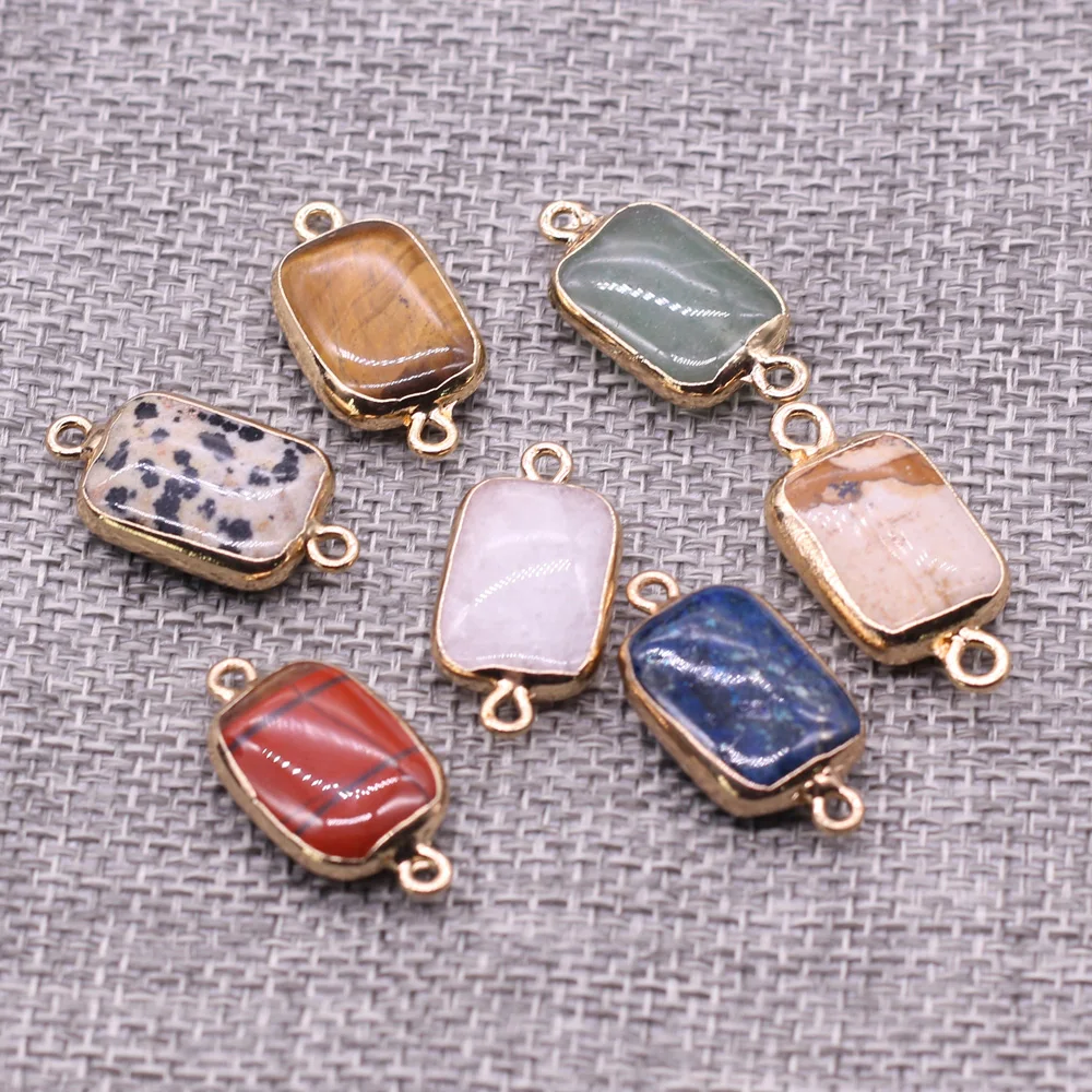 

Wholesale12PCS Natural Stone Oblique Rectangular Double Hole Connector Pendant Handmade Necklace Bracelet Jewelry Accessory Gift