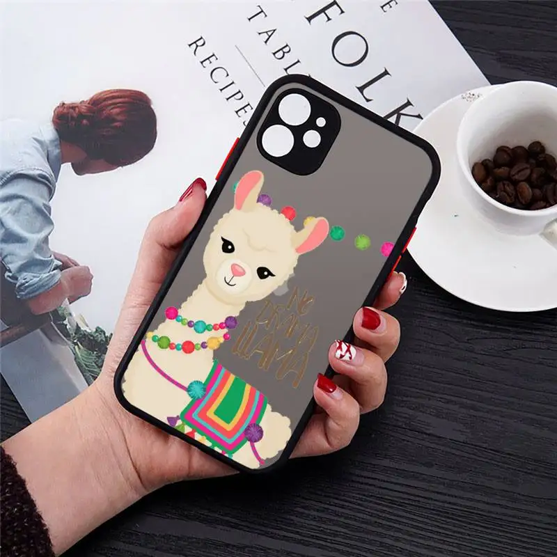 

cute lamas Alpaca animals Phone Cases matte transparent For iphone 7 8 11 12 plus mini x xs xr pro max cover