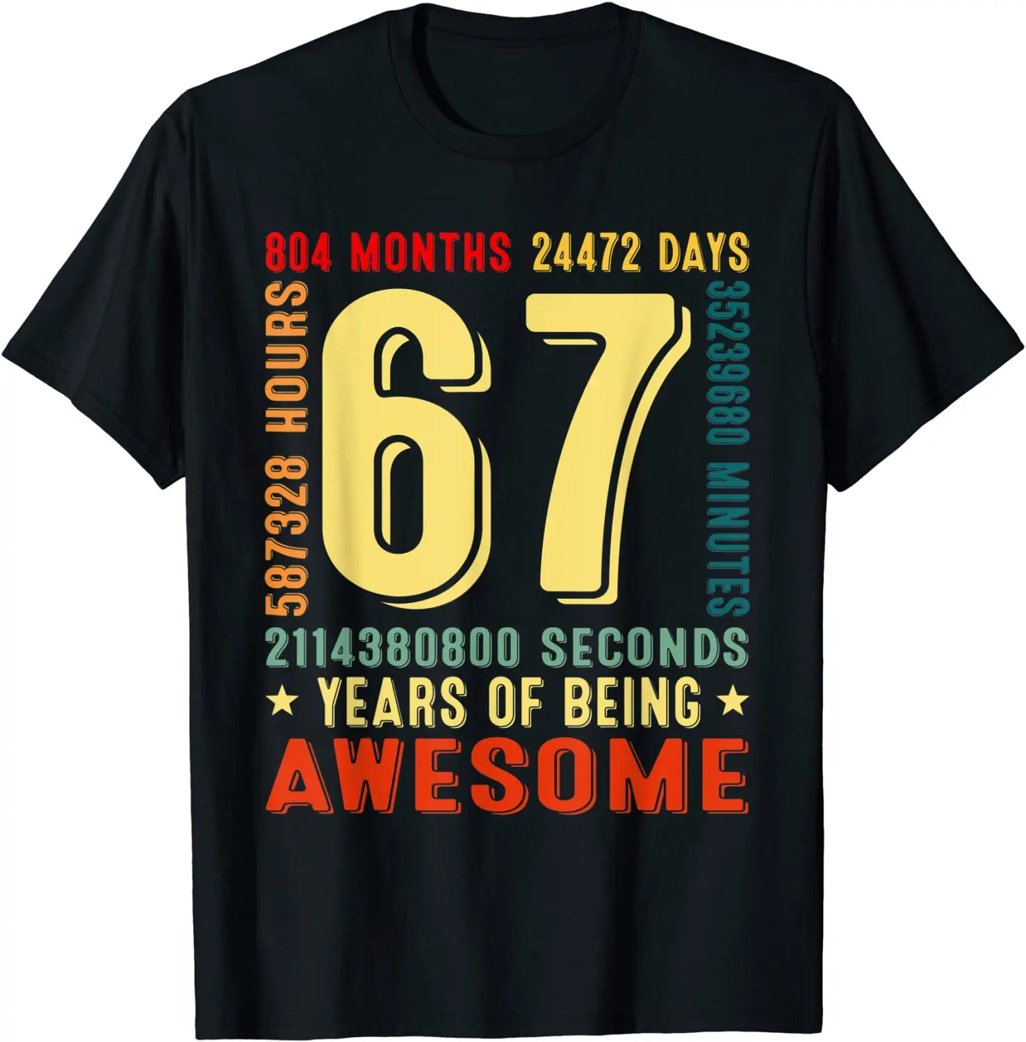 

Vintage Retro 67th Birthday Men Women Dad Mom 67 Years Old T-Shirt Men's T-shirt